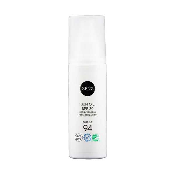 Sun Oil SPF 30 high protection face, body &amp; hair, pure no. 94, UVA, UVB, allergie gecertificeerd, nordic swan ecolabel