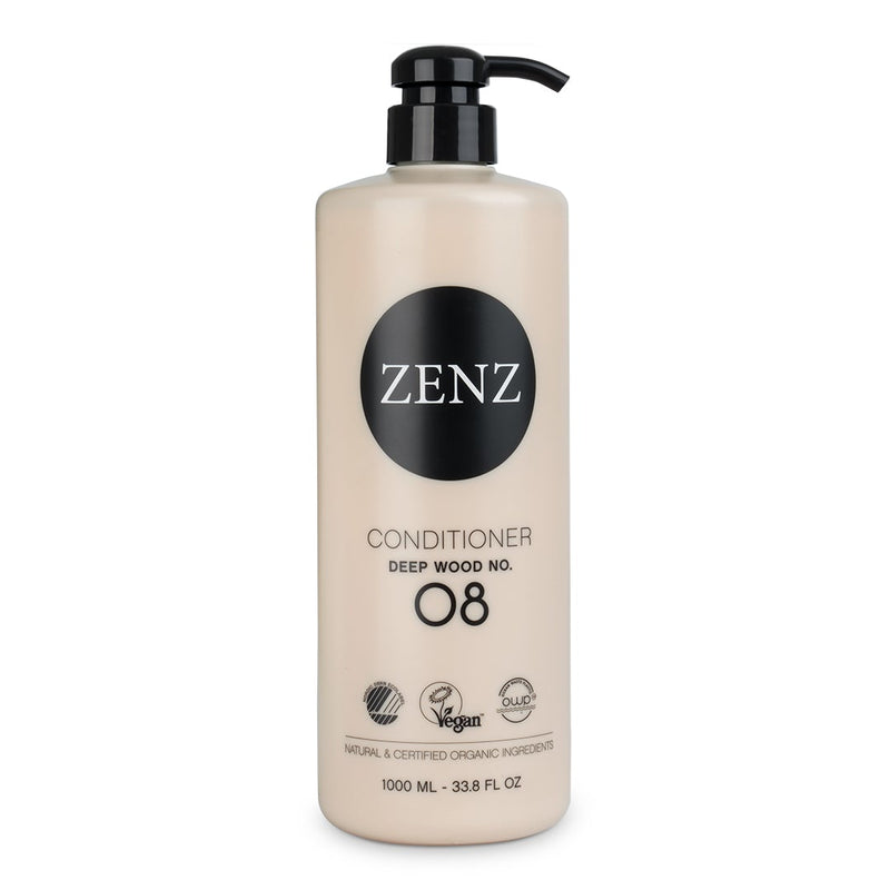 Silicone-free and vegan Condition Deep Wood nr. 08 family size met pomp, verrijkt het haar en perfecte conditioner voor krullen
