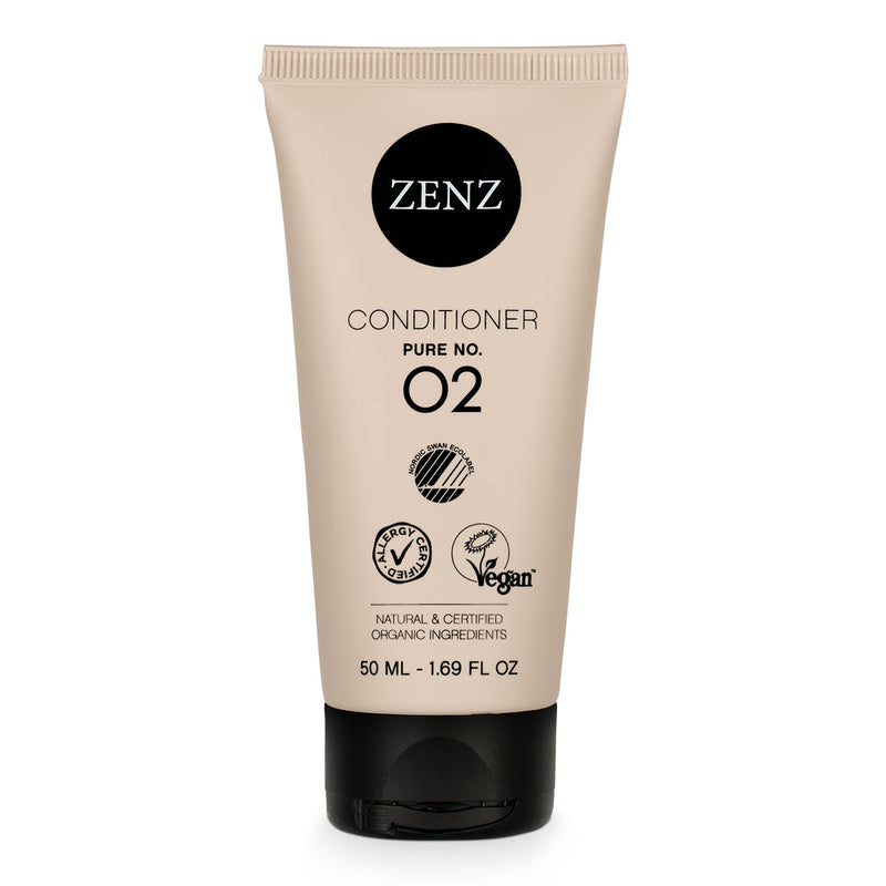 Conditioner pure nr. 02, nordic swan ecolabel, allergie gecertificeerd, vegan, natuurlijke &amp; gecertificeerde biologische ingrediënten, 50 ml, 1.69 fl oz, beauty shortlist mama &amp; baby awards winnaar 2021, 50 ml, 1.69 fl oz, travel size