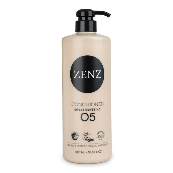 Silicone-free and vegan Conditioner Sweet Sense nr. 05 (1000 ml) geeft volume aan fijn haar.