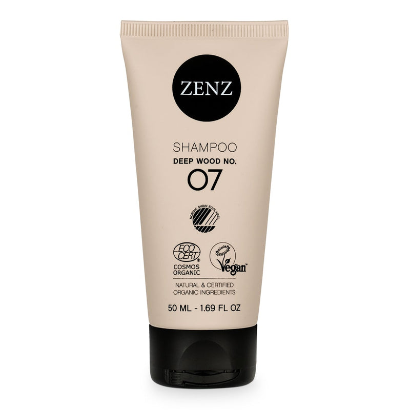 Shampoo Deep Wood nr. 07, nordic swan ecolabel, cosmos organic ecocert, vegan, natuurlijke &amp; gecertificeerde biologische ingrediënten, 50ml, 1.69 fl oz, travel size