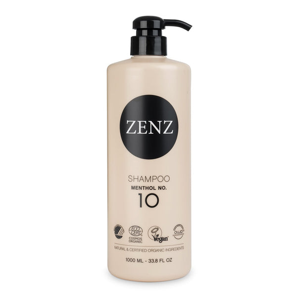 Shampoo Menthol no. 10, nordic swan ecolabel, cosmos organic ecocert, vegan, ocean waste plastic, natural & certified organic ingredients, 1000 ml, 33.8 fl oz 