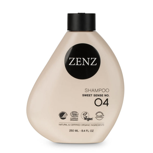Shampoo Sweet Sense nr. 04 geeft vocht, kracht en vitaliteit aan alle haartypes. Vooral geschikt voor normaal en fijn haar. nordic swan ecolabel, cosmos organic ecocert, vegan, ocean waste plastic, natuurlijke &amp; gecertificeerde biologische ingrediënten, 250 ml, 8.4 fl oz